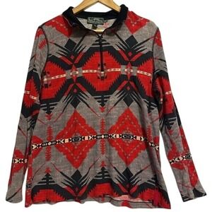 Ralph Lauren Active Pullover Aztec‎ Print Quarter Zip Top 1X